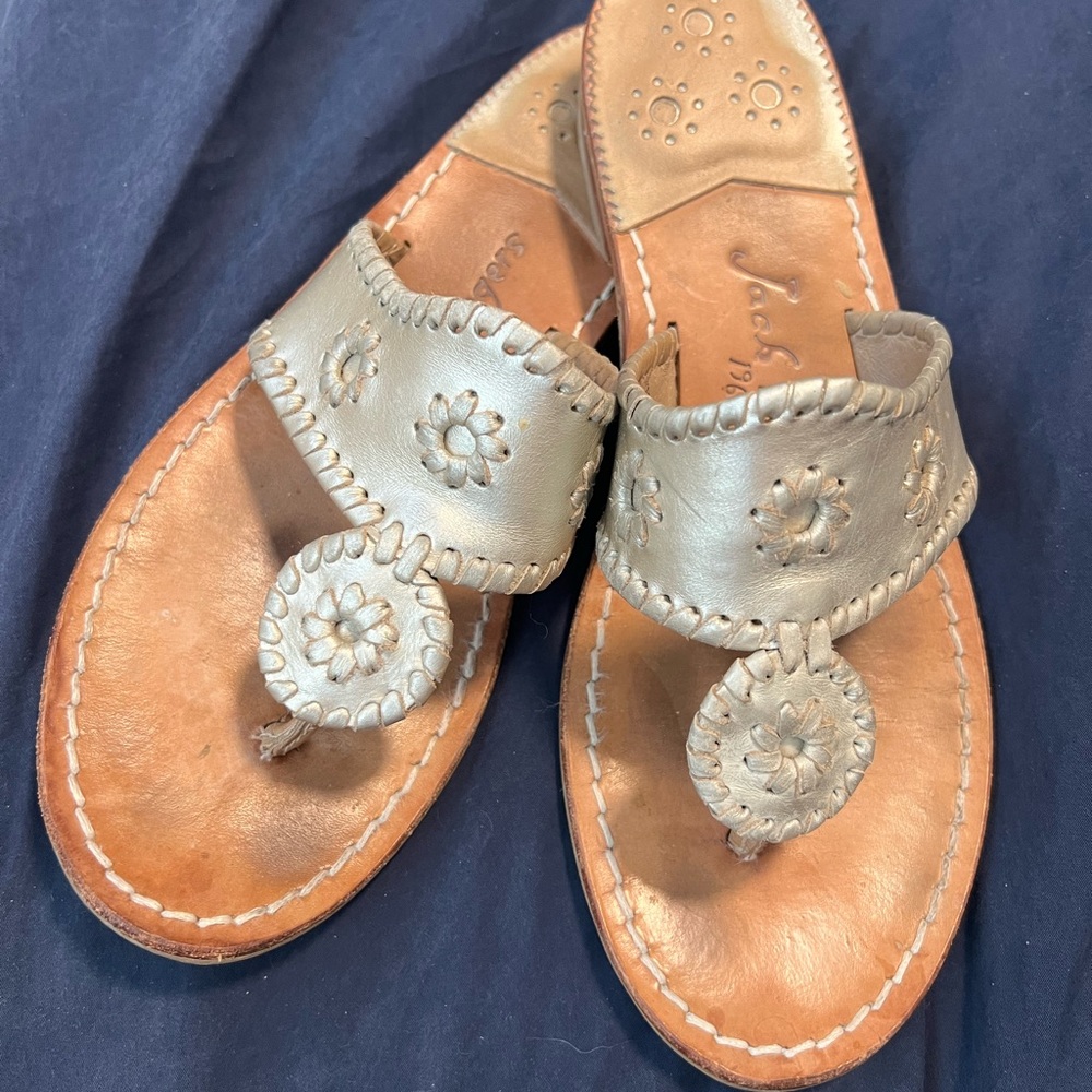 Jack Rogers sandals, size 8, soft gold color, gently worn